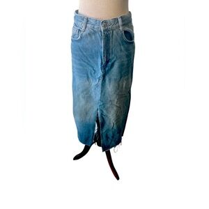 Blue Jean Skirt Zara XS Slit up Front